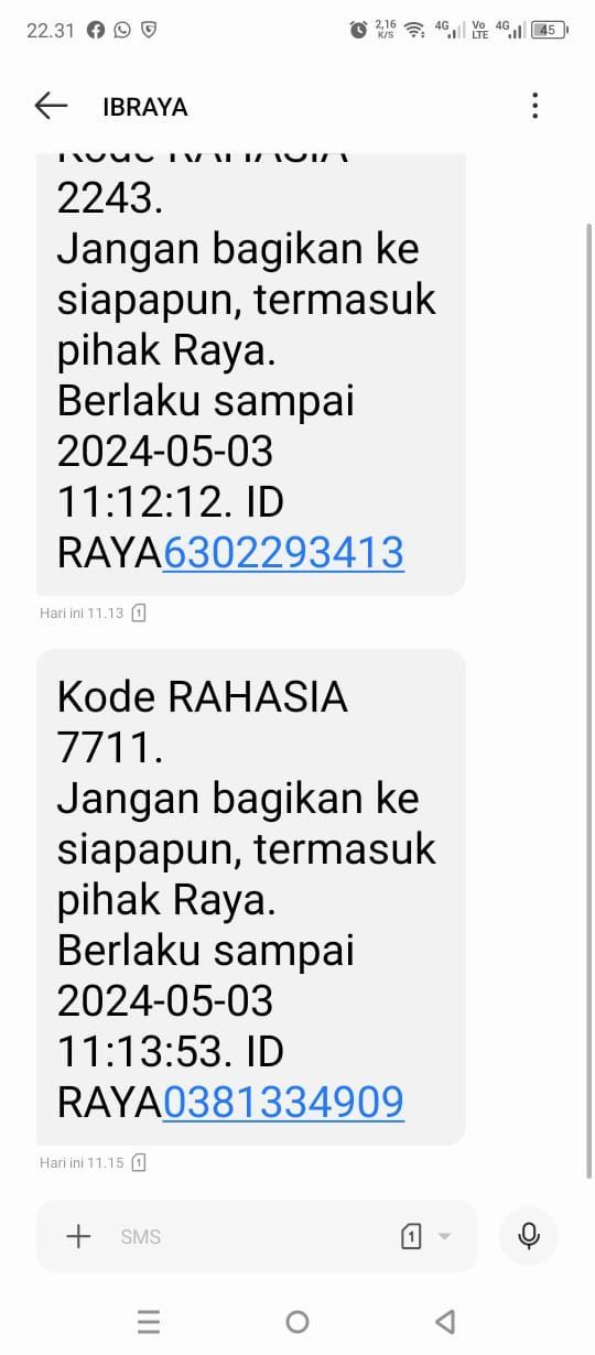 Gambar 8, SMS palsu menyaru sebagai IBRaya
