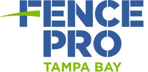 Logo for Fence Pro Tampa Bay, featuring blue text and a green accent.
