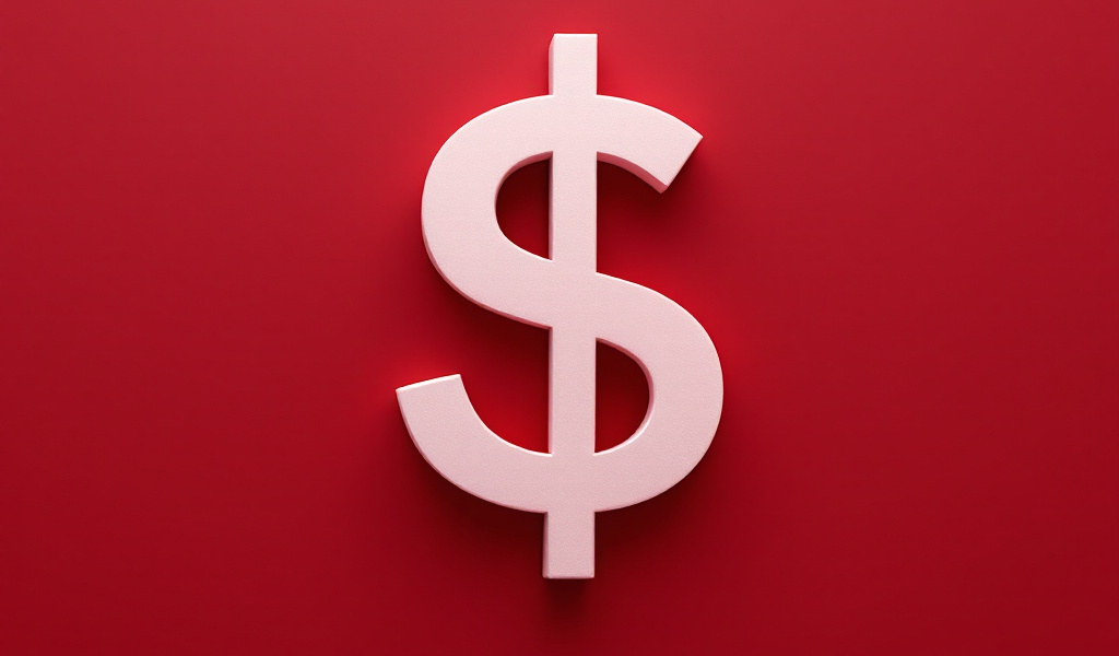 A white dollar sign on a red background.