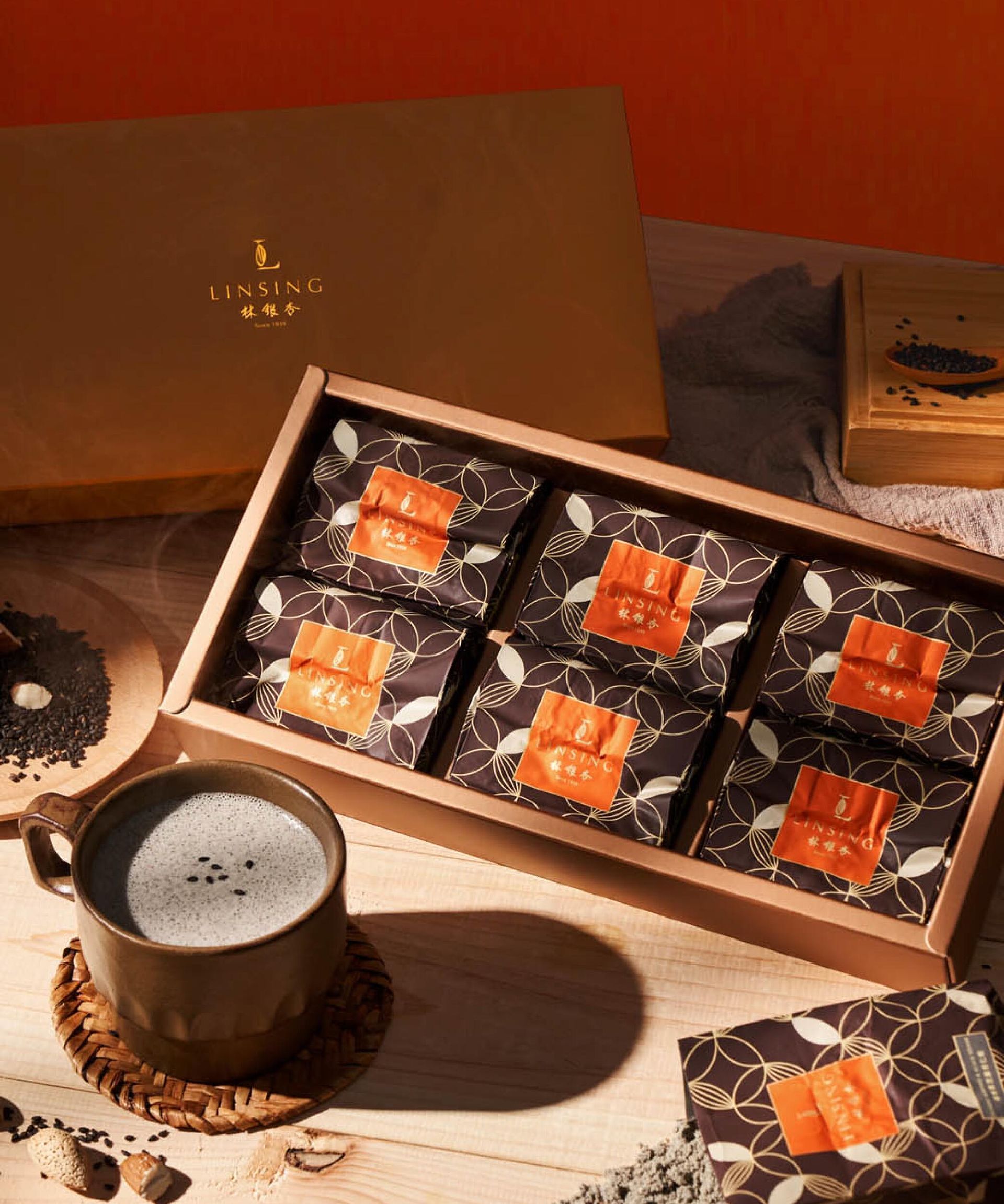 《LINSING 林銀杏官方直營》經典黑芝麻杏仁粉600g(100g x 6包)