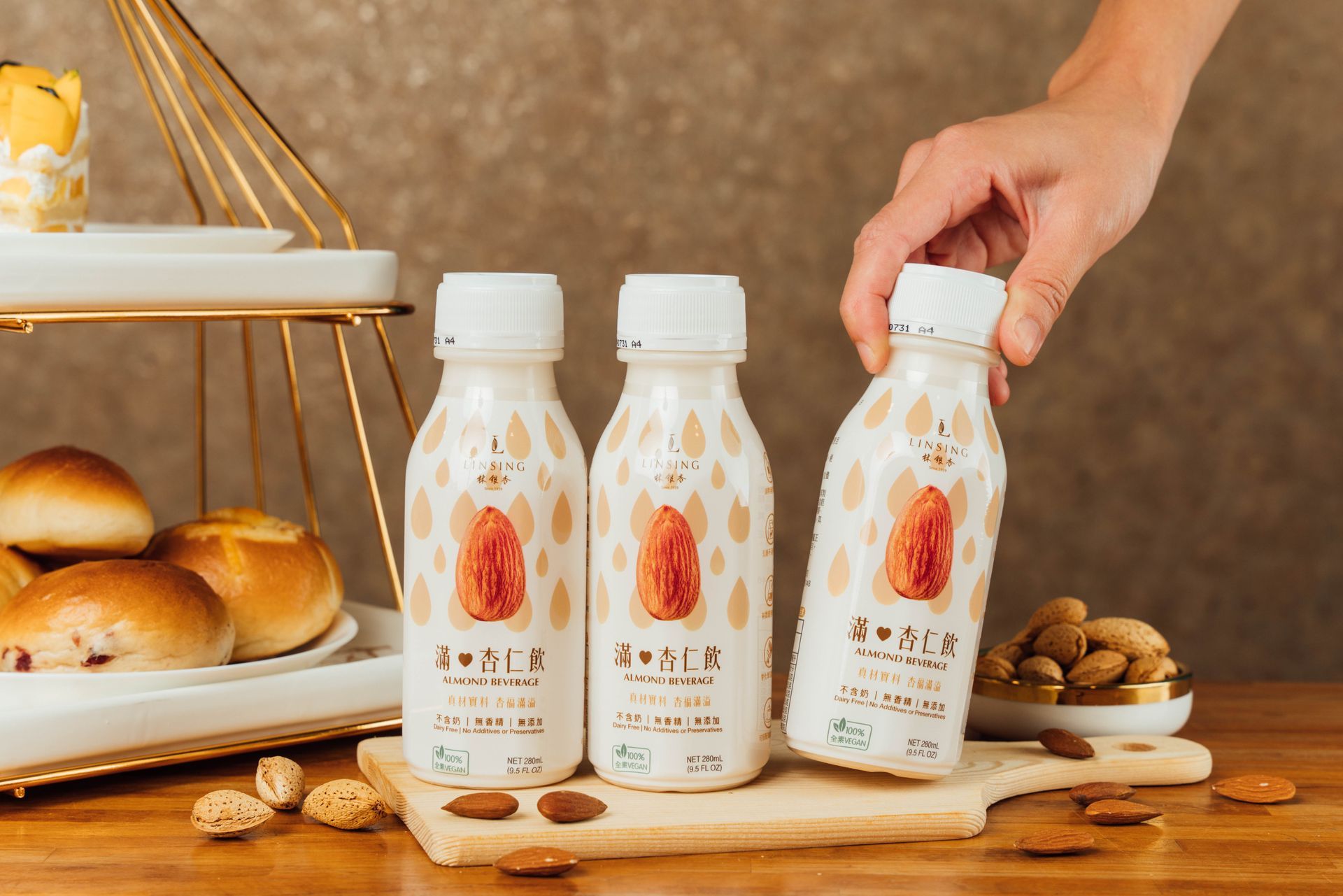 《LINSING 林銀杏官方直營》滿杏仁飲-甜280ml 24瓶裸裝箱購