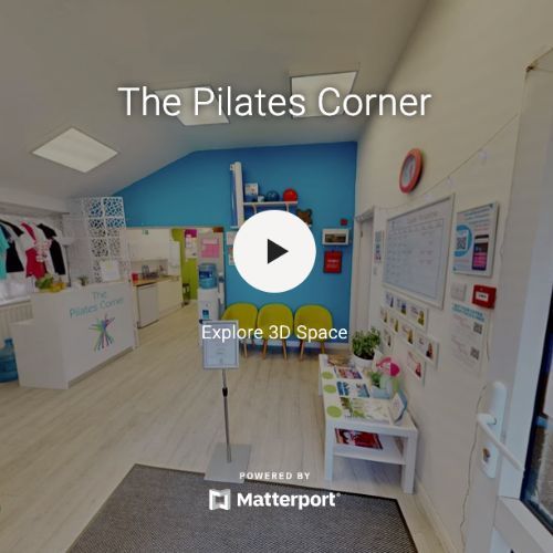 A virtual tour of the pilates corner is being displayed
