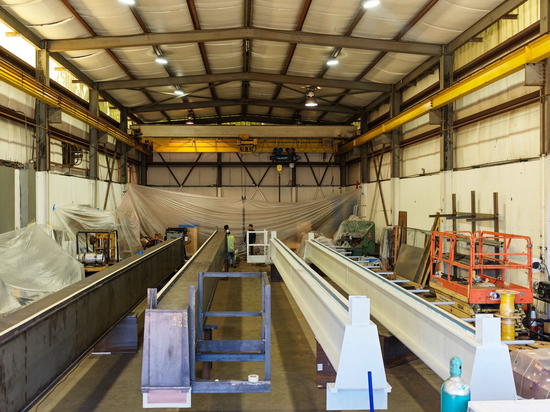 A large building with a lot of machinery inside of it