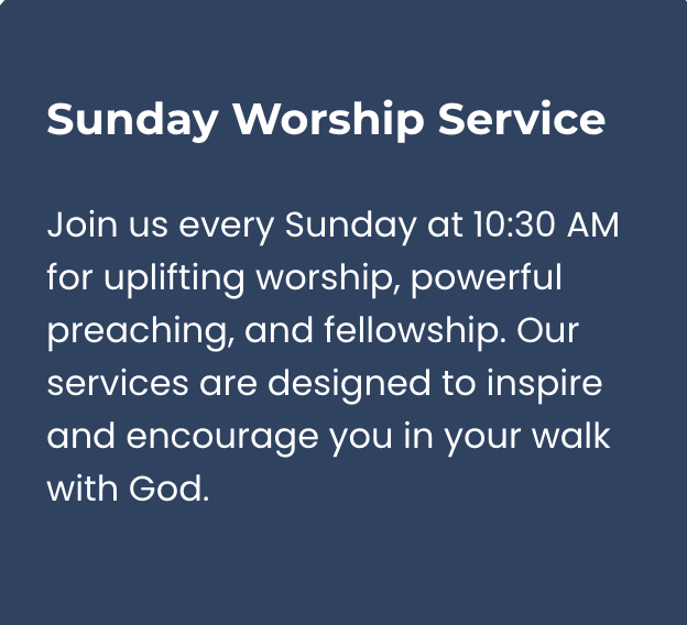 A blue sign that says sunday worship service