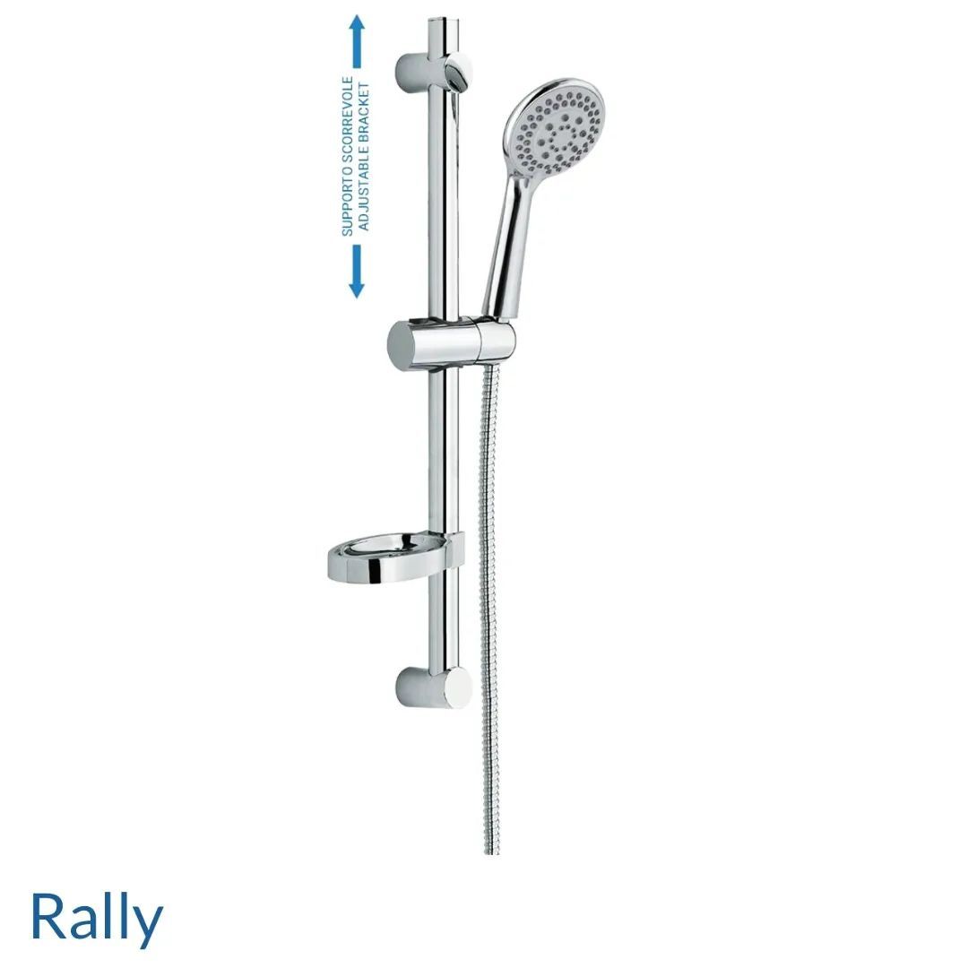 Immagine di un soffione doccia su un'asta scorrevole.