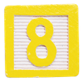 Blue wooden block with number 2 inside a blue square frame.