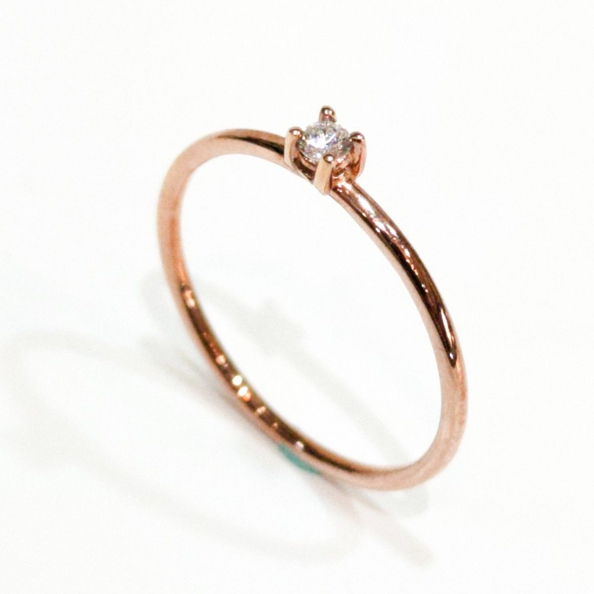 玫瑰金典雅四爪鑽戒