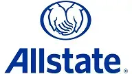 The allstate logo is a blue circle with two hands shaking.