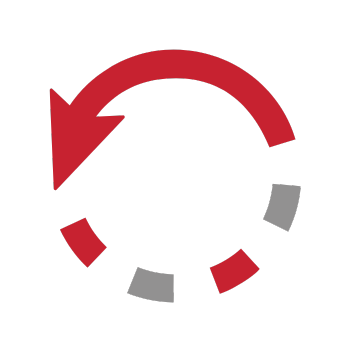 A red arrow pointing in a circle on a white background.