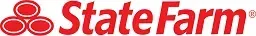 A close up of the state farm logo on a white background