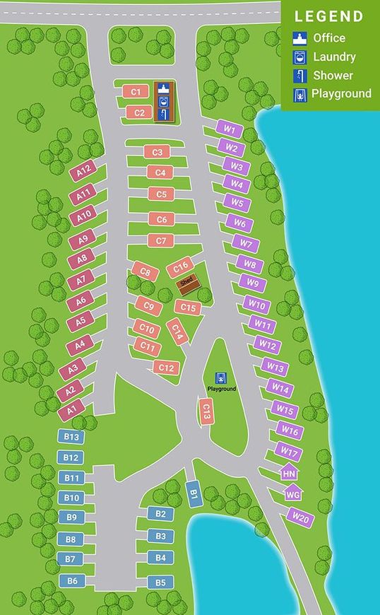 Leisure Lakes RV Resort campsite map