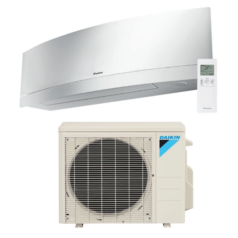 A white daikin air conditioner with a remote control