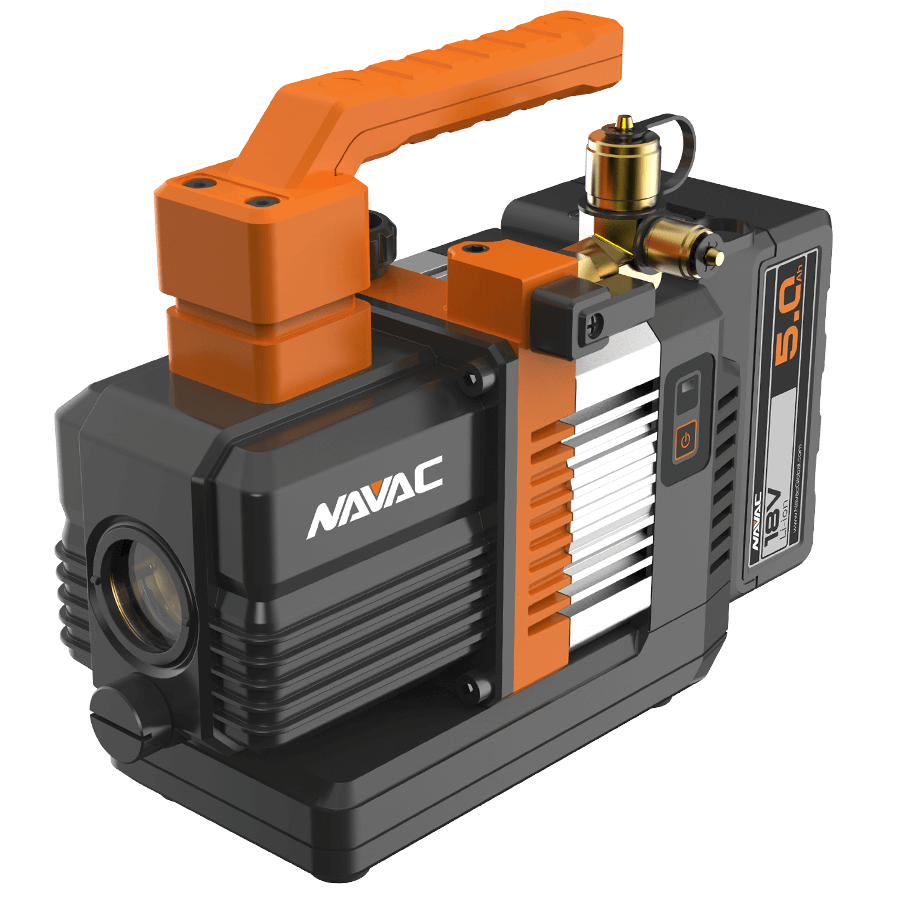 A black and orange namac vacuum pump with an orange handle