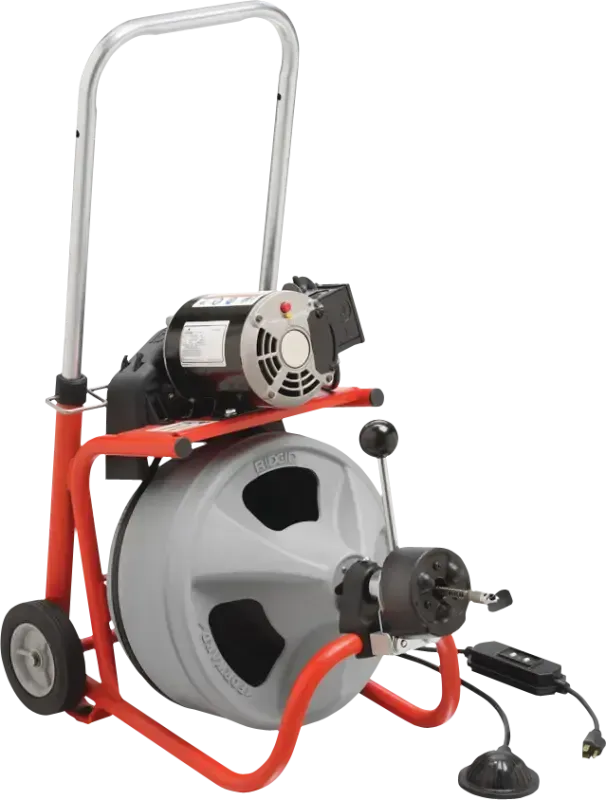 A drain cleaner with a motor attached to it