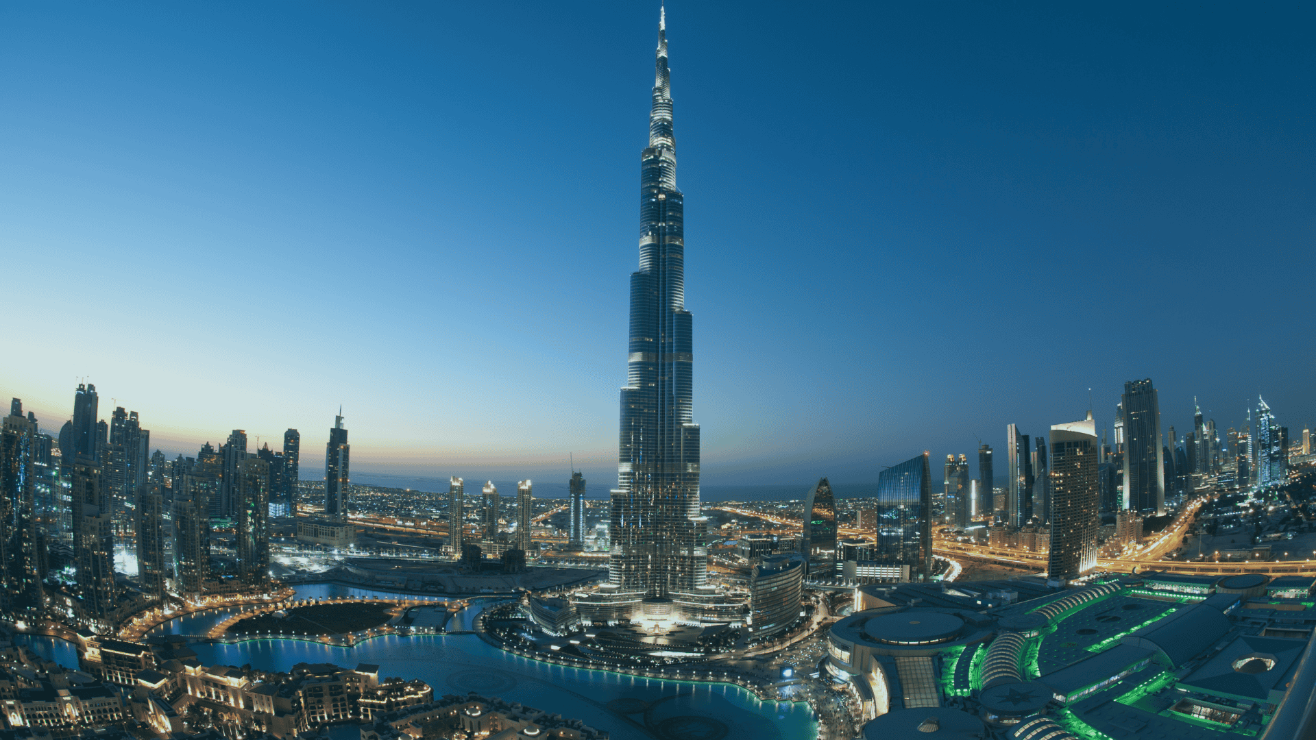 burj khalifa in evening