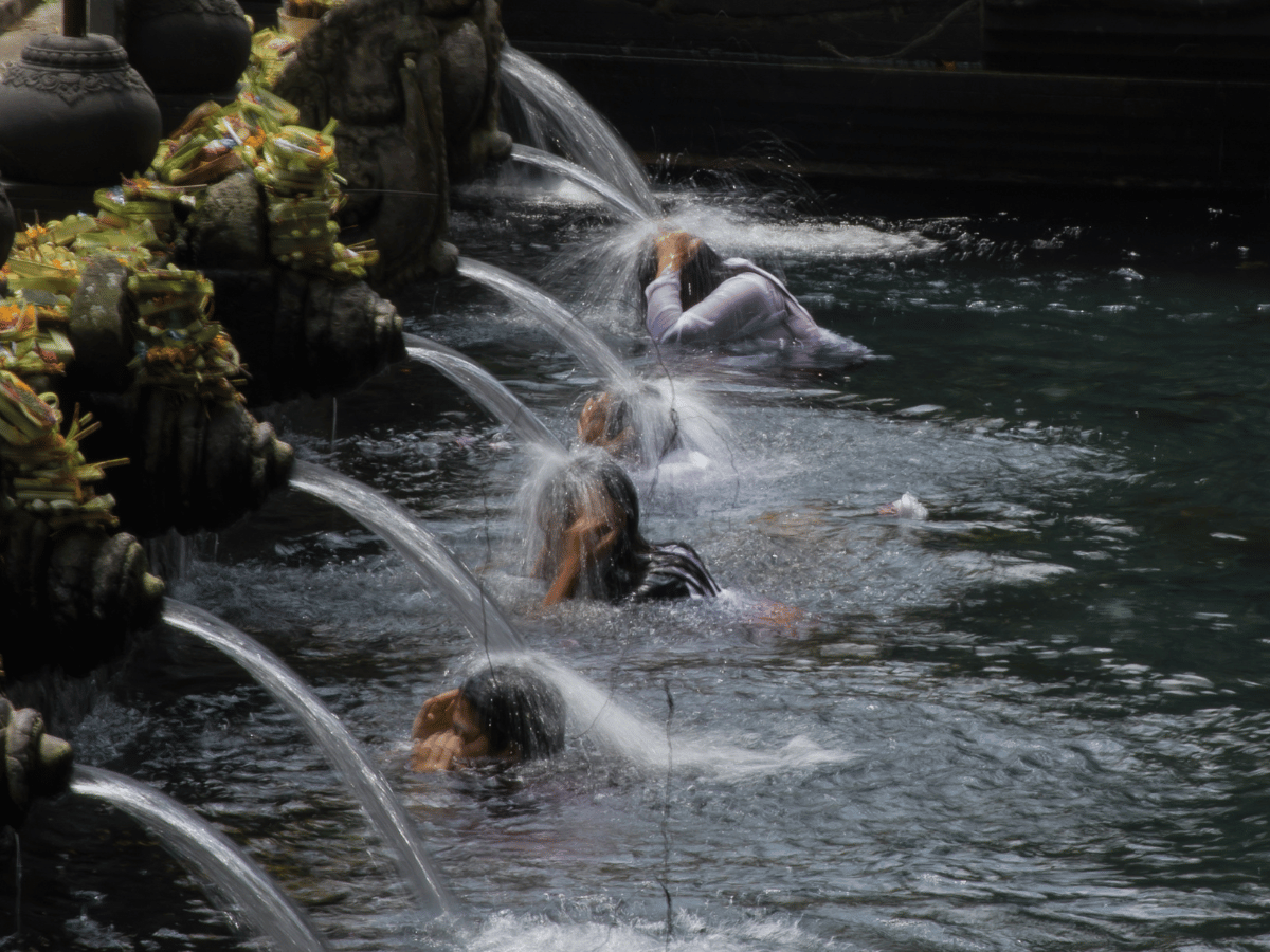 purification at ubud temple bali