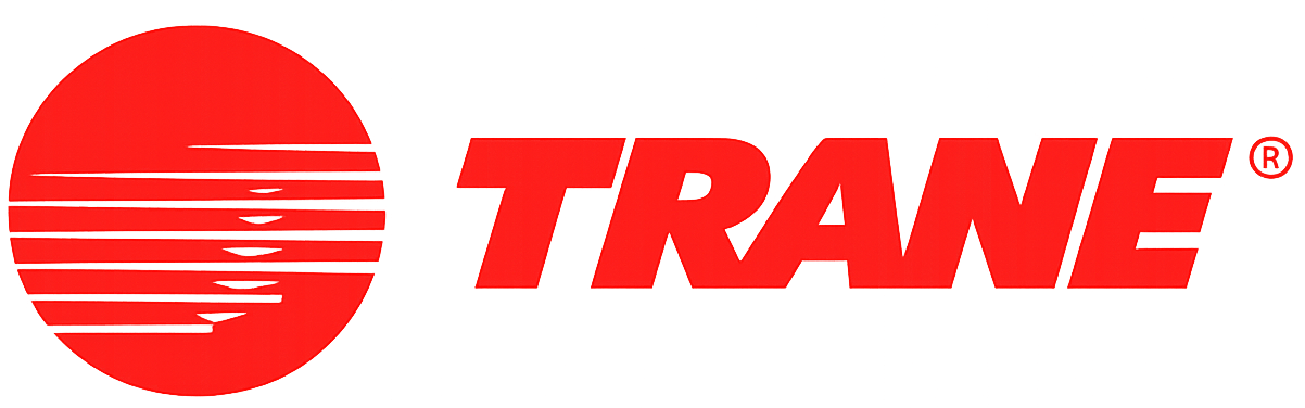 Trane logo: red circular emblem with white lines and red wordmark on a white background