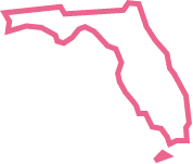 a pink outline of the state of florida on a white background