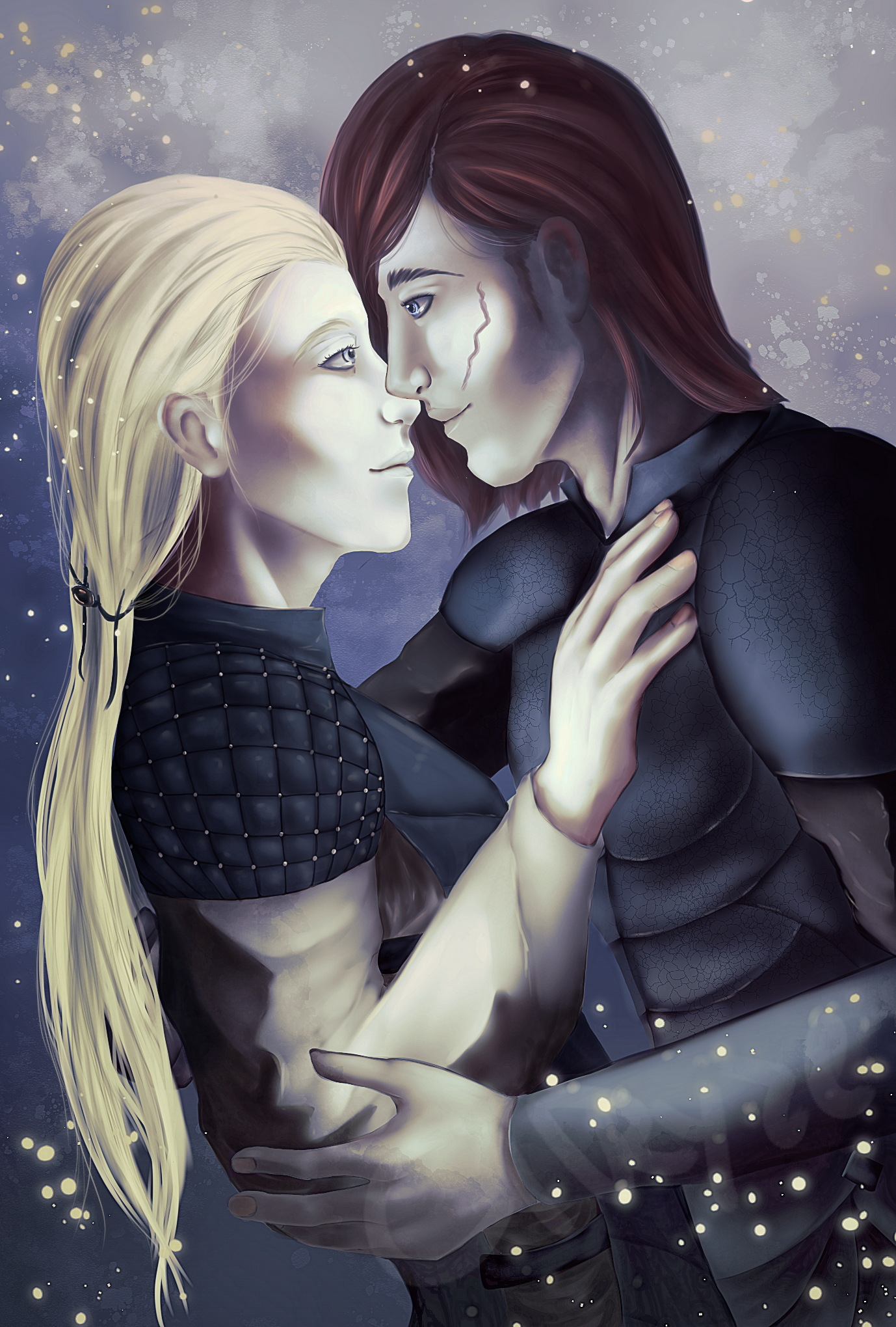 Eine Pixelkunst eines Mannes und einer Frau, die sich küssen