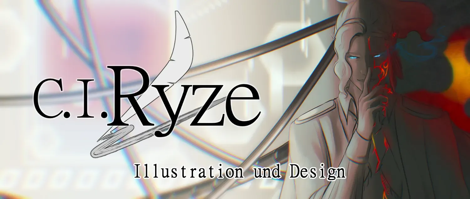 Illustration mit dem Text „ciRyze“, einem geteilten Porträt und dem Schriftzug „Illustration and Design“ am unteren Rand.