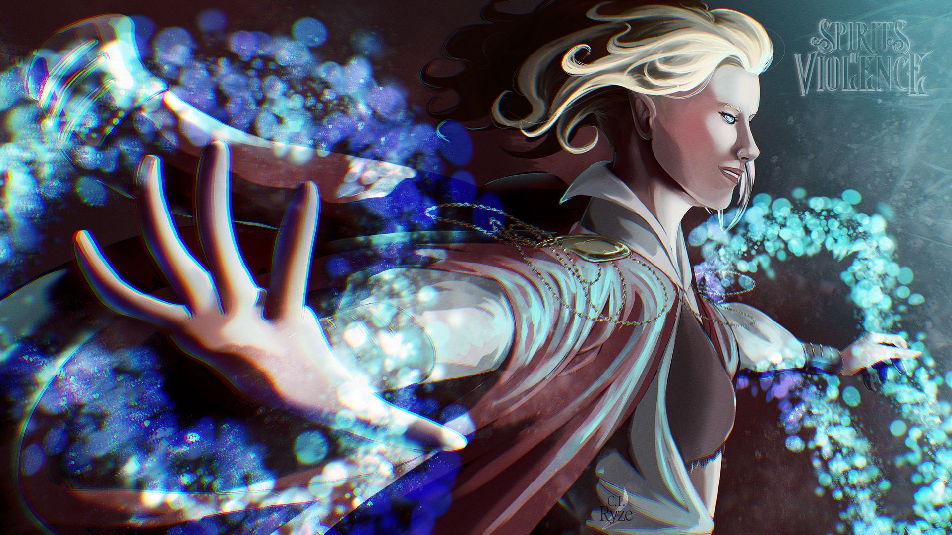 Ein Gemälde einer Frau mit dem Wort Fokus unten rechts