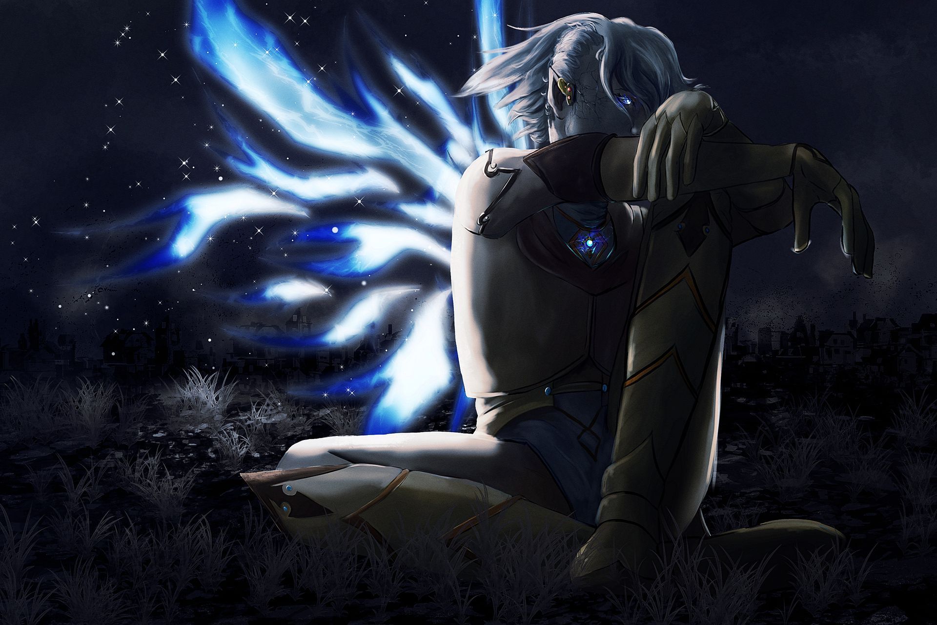 Eine Pixelkunstzeichnung einer Person mit Flügeln