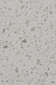 A close up of a white granite counter top.