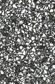 A black and white photo of a terrazzo floor.
