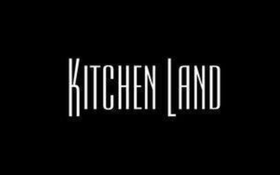 A black background with white text that says kitchen land