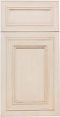 A close up of a white cabinet door on a white background.