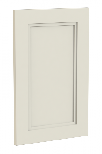 A white cabinet door with a square frame on a white background.