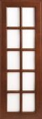 A close up of a wooden window with white glass.