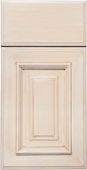 A close up of a white cabinet door on a white background.