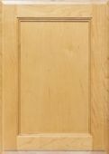 A close up of a wooden cabinet door on a white surface.