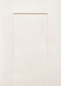 A close up of a white cabinet door with a square frame.
