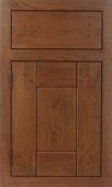 A close up of a wooden cabinet door with drawers.