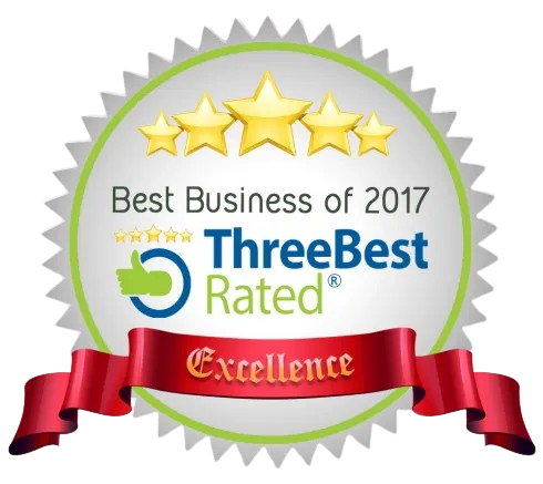 A seal that says best business of 2017 threebest rated excellence