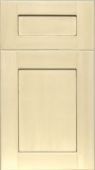A close up of a white cabinet door on a white background.