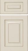 A close up of a white cabinet door on a white background.