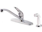 A kitchen faucet with a sprayer attached to it.