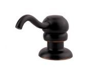 A black soap dispenser on a white background.