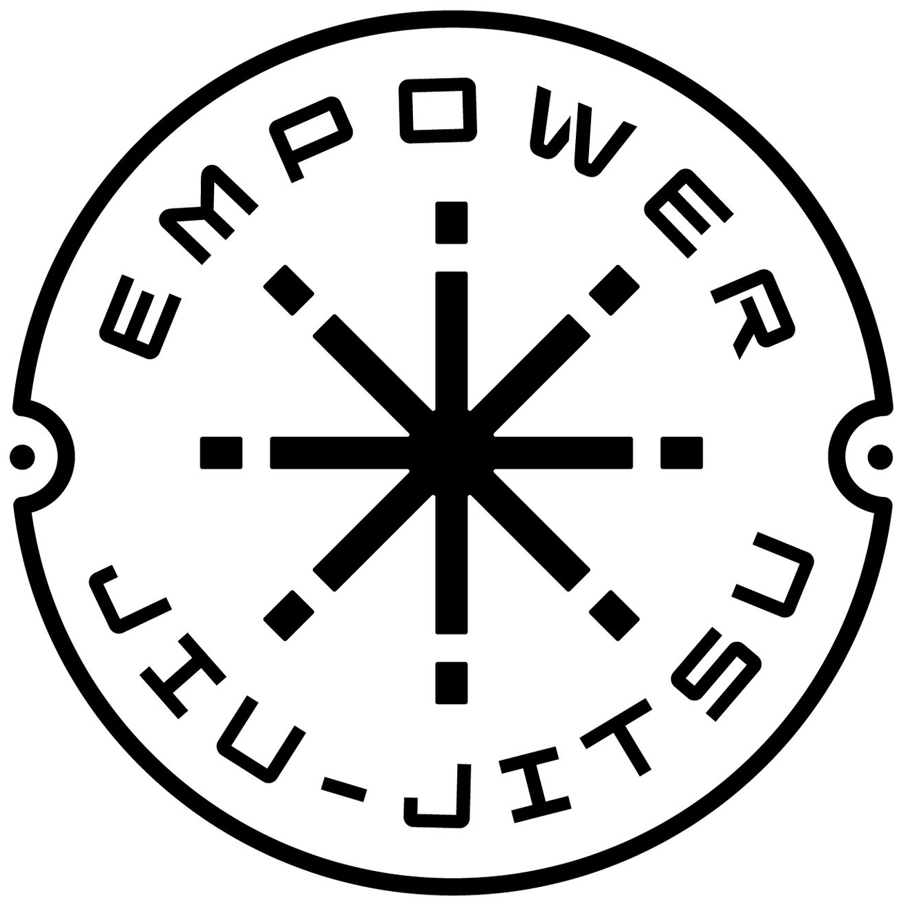 Empower Jiu-Jitsu logo: Black hexagon with green rhino, black 