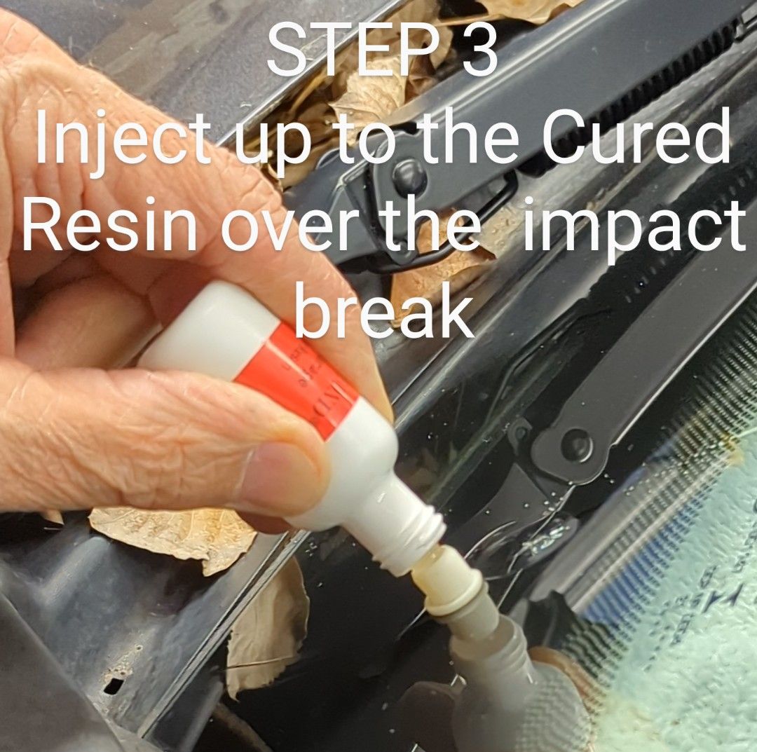 inject edge crack resin up to the covered break 