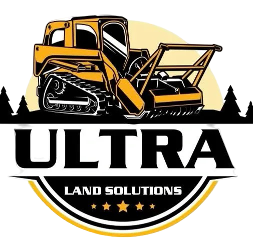 Logo of a yellow bulldozer above &ldquo;ULTRA Land Solutions&rdquo; in black and gold with stars