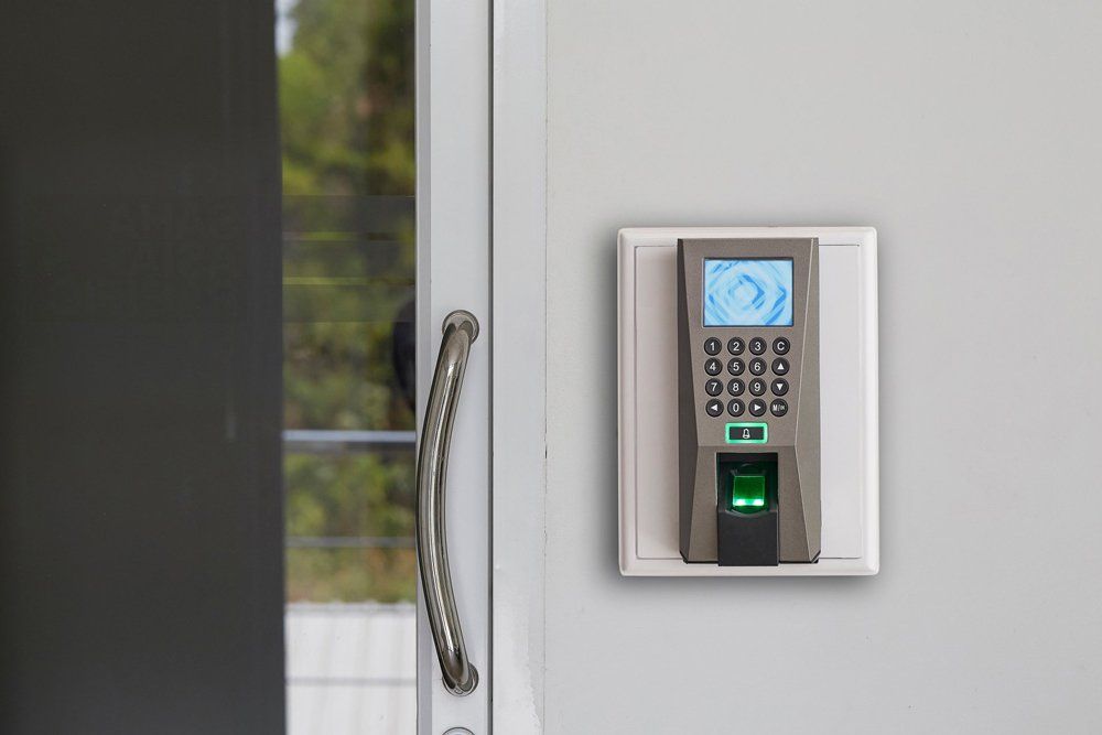 Door With Security System — Electricians In Bundaberg, QLD