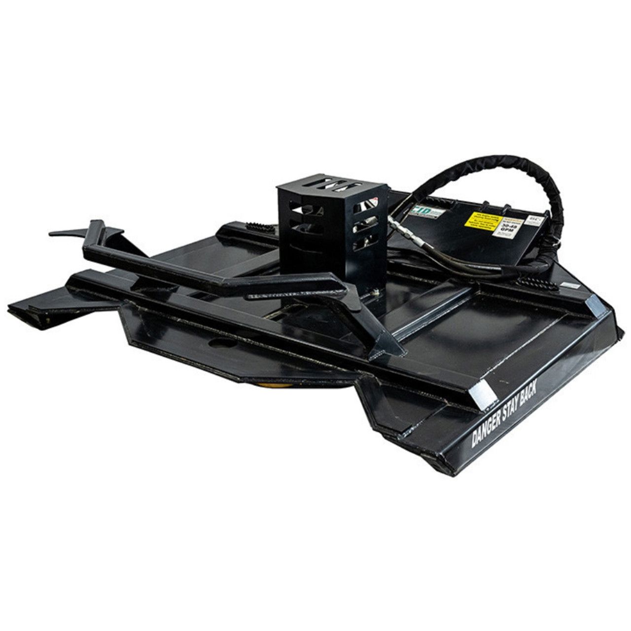 Black brush cutter, likely for a tractor, on a white background.