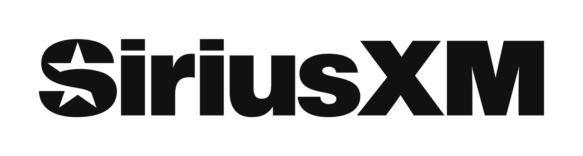 SiriusXM logo: black text on white background. 