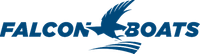 The logo for falcon boats has a blue bird on it