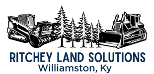 Ritchey Land Solutions logo with bulldozer, excavator, pine trees, and &ldquo;Williamston, Ky&rdquo; text