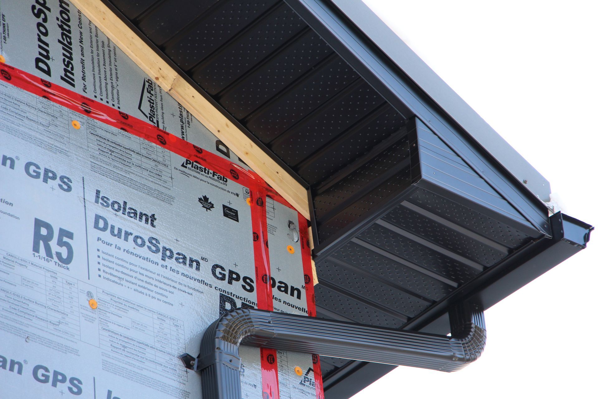 The roof of a building is covered with durospan r5 insulation